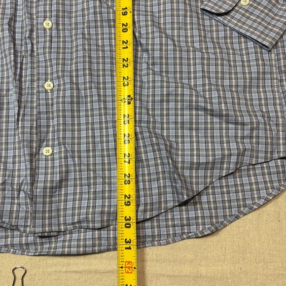 PETER MILLAR Blue Cotton-Stretch Sport LS Button Shirt Blue White Mens Sz XL - Picture 5 of 6